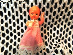 3 INCH HARD PLASTIC JOINTED SLEEP EYE BABY DOLL ITALIAN DOLLHOUSE DOLL, BOTTLE